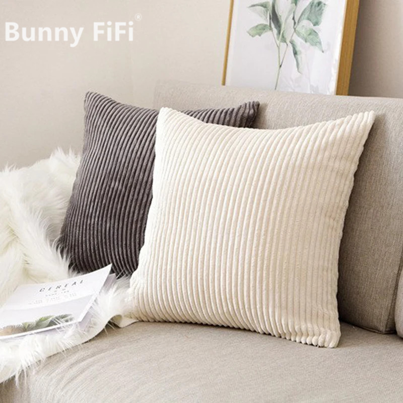 Pillow Cover 20X20 - Corduroy Striped Cushion Cover 30x50/40/45/50/55/60cm Soft