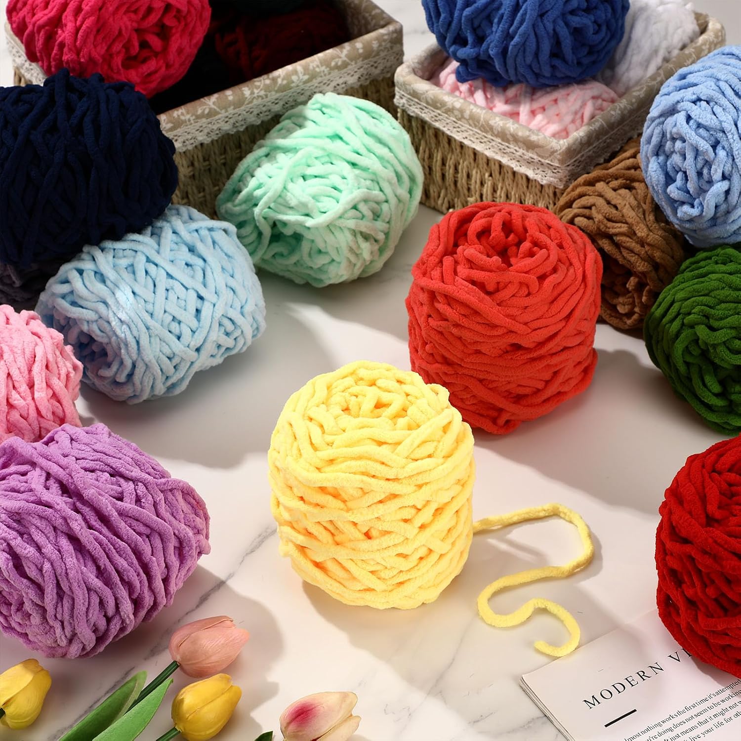 3PCS 300g Chenille Knitting Ya - огляд і ціна Wool Blanket Herringbone