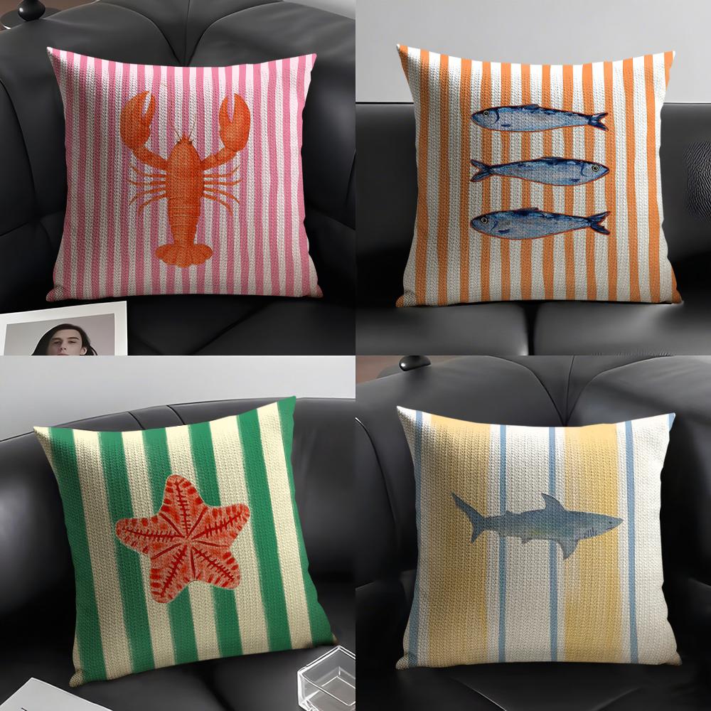 Ocean Life Theme Striped Cushi - огляд і ціна Pillow Cover 20X20