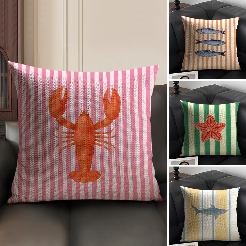 Ocean Life Theme Striped Cushi - огляд і ціна Pillow Cover 20X20